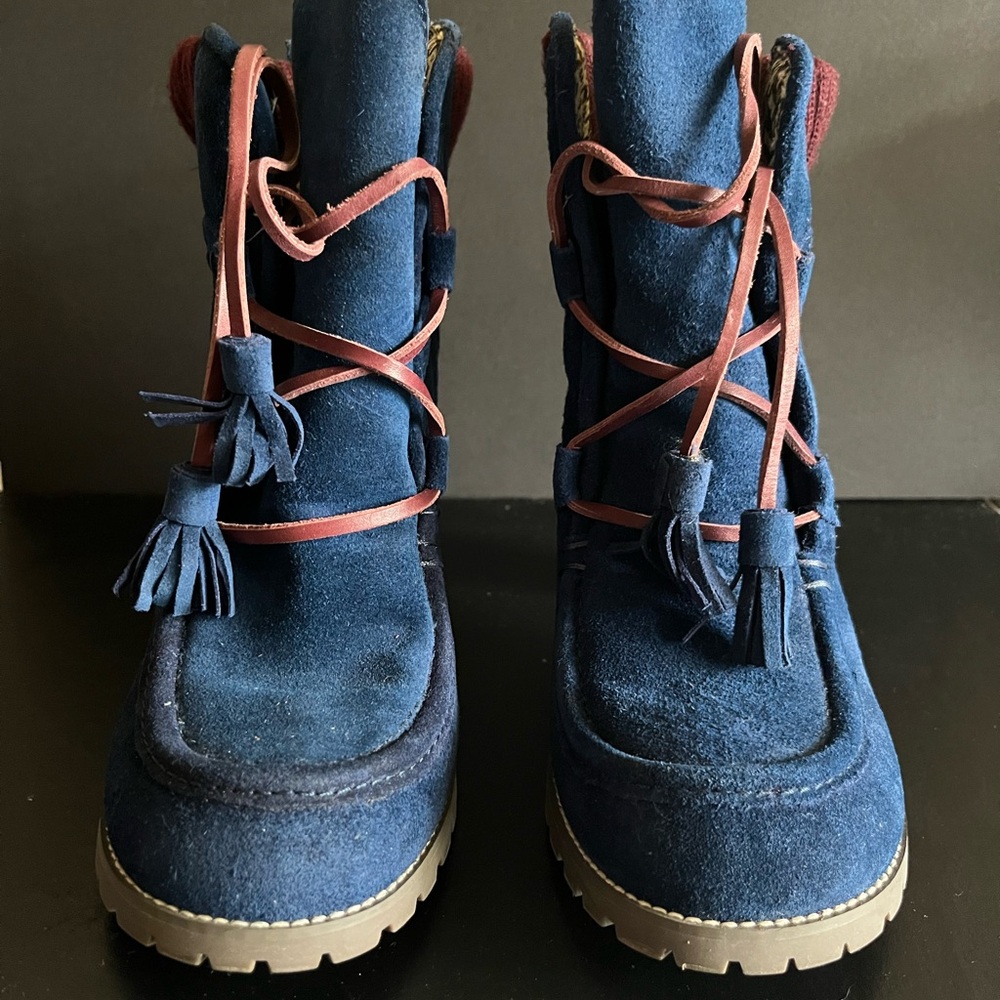 Women’s Blue Multi Suede ankle boots